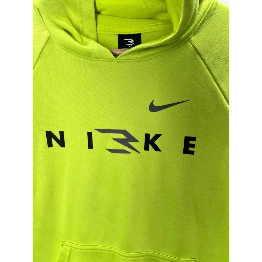 Nike 3 Brand Hoodie Boys Large Neon‎ Yellow Dri-FIT Russell Wilson 3386